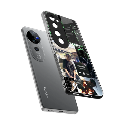 Travis Scott sleek vivo v40 pro cover with tempered glass back and TPU edges