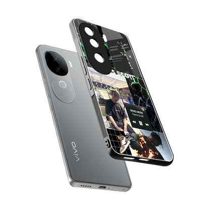 Travis Scott sleek vivo v40e cover with tempered glass back and TPU edges