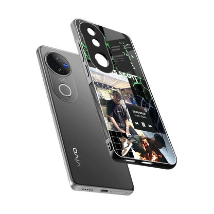Travis Scott sleek vivo v50 cover with tempered glass back and TPU edges