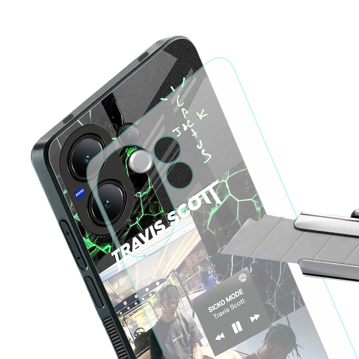 Travis Scott stylish phone case for vivo v60 | glossy glass and slim fit