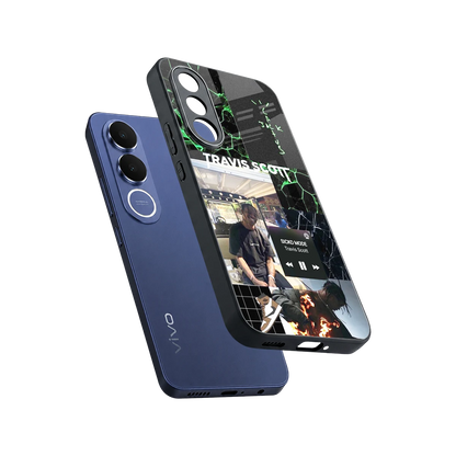 Travis Scott sleek vivo v70 fe cover with tempered glass back and TPU edges