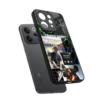 Travis Scott sleek vivo v70 elite cover with tempered glass back and TPU edges
