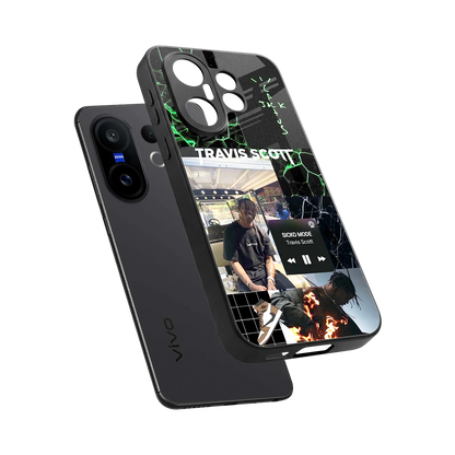Travis Scott sleek vivo x200 fe cover with tempered glass back and TPU edges