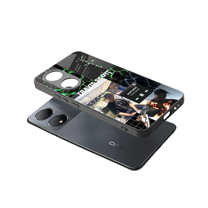 Travis Scott sleek Vivo-y100 cover with tempered glass back and TPU edges