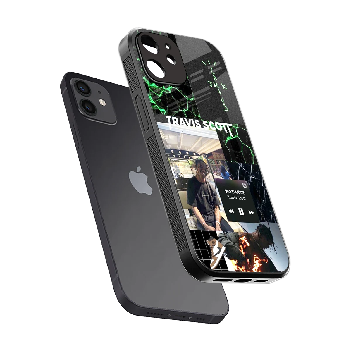 Travis Scott sleek iphone 12 cover with tempered glass back and TPU edges