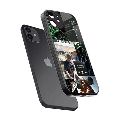 Travis Scott sleek iphone 12 cover with tempered glass back and TPU edges