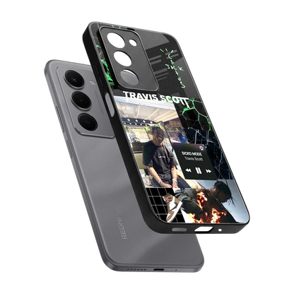 Travis Scott sleek redmi 15 5g cover with tempered glass back and TPU edges