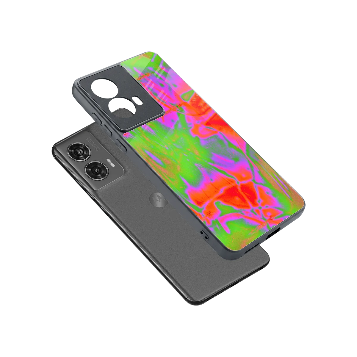 Triple Glow sleek motorola edge 50 fusion cover with tempered glass back and TPU edges