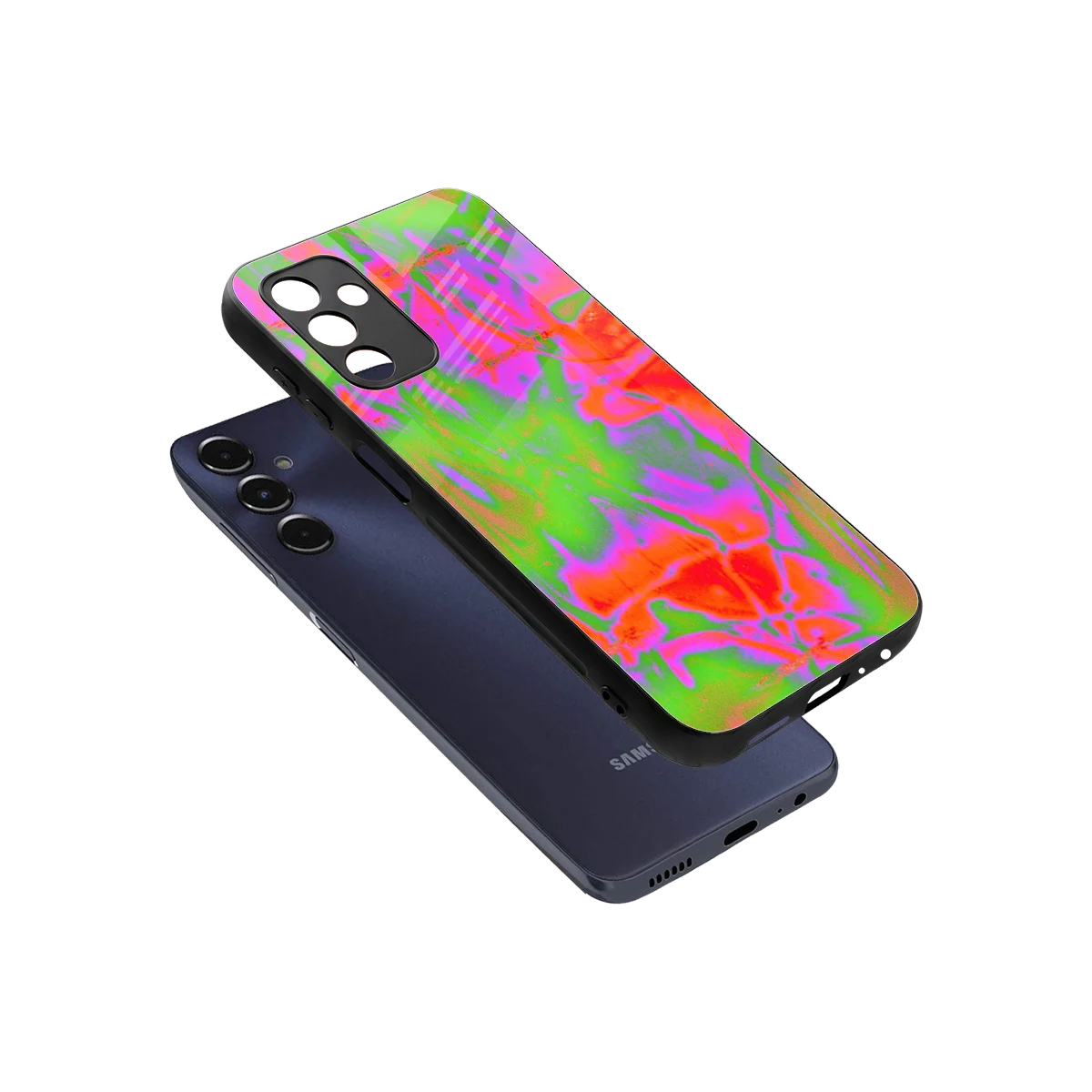 Triple Glow sleek samsung galaxy m14 5g cover with tempered glass back and TPU edges