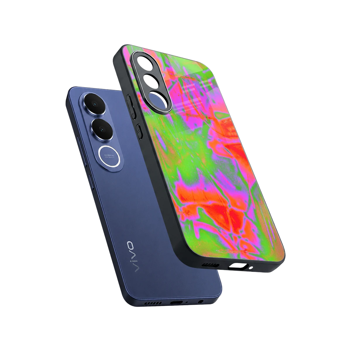 Triple Glow sleek vivo v70 fe cover with tempered glass back and TPU edges