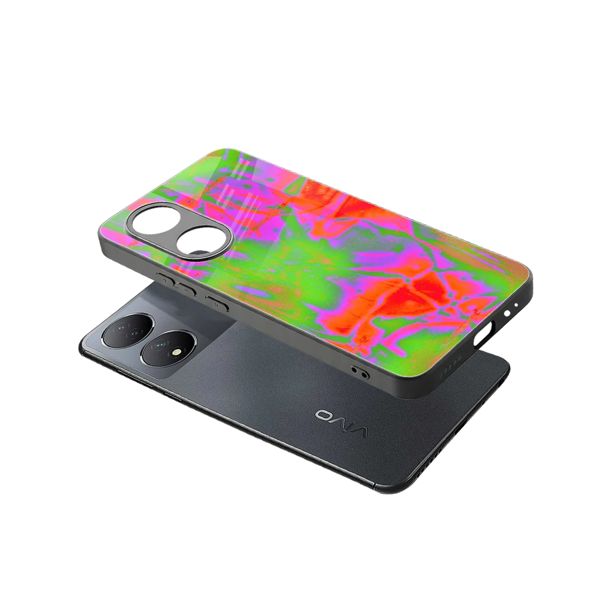 Triple Glow sleek Vivo-y100 cover with tempered glass back and TPU edges