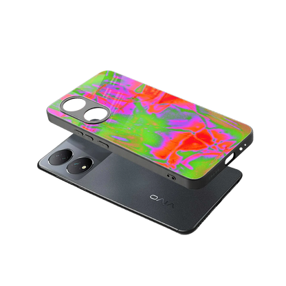 Triple Glow sleek Vivo-y100 cover with tempered glass back and TPU edges