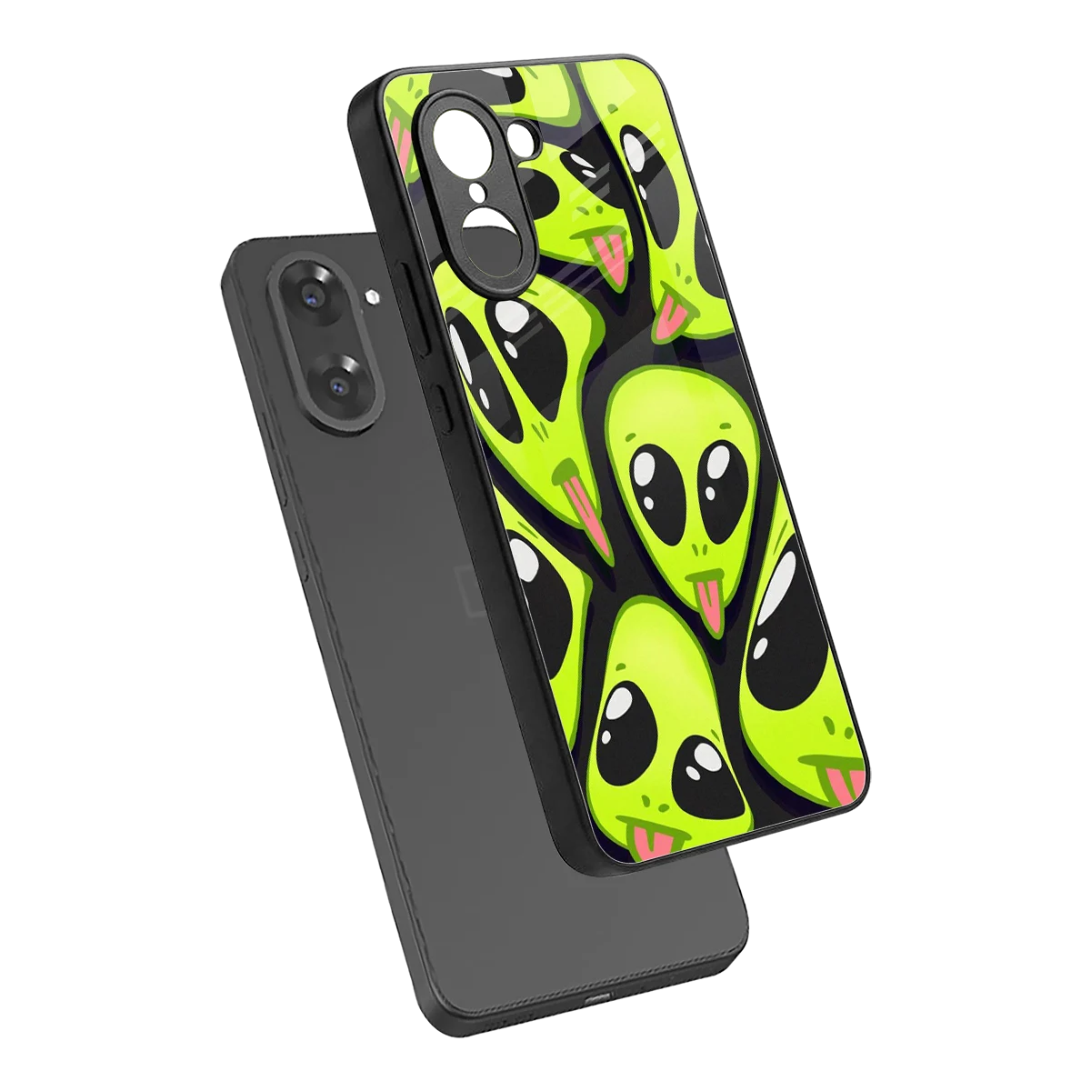 Trippy Aliens sleek oneplus nord ce5 5g cover with tempered glass back and TPU edges