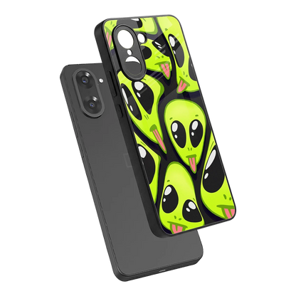 Trippy Aliens sleek oneplus nord ce5 5g cover with tempered glass back and TPU edges