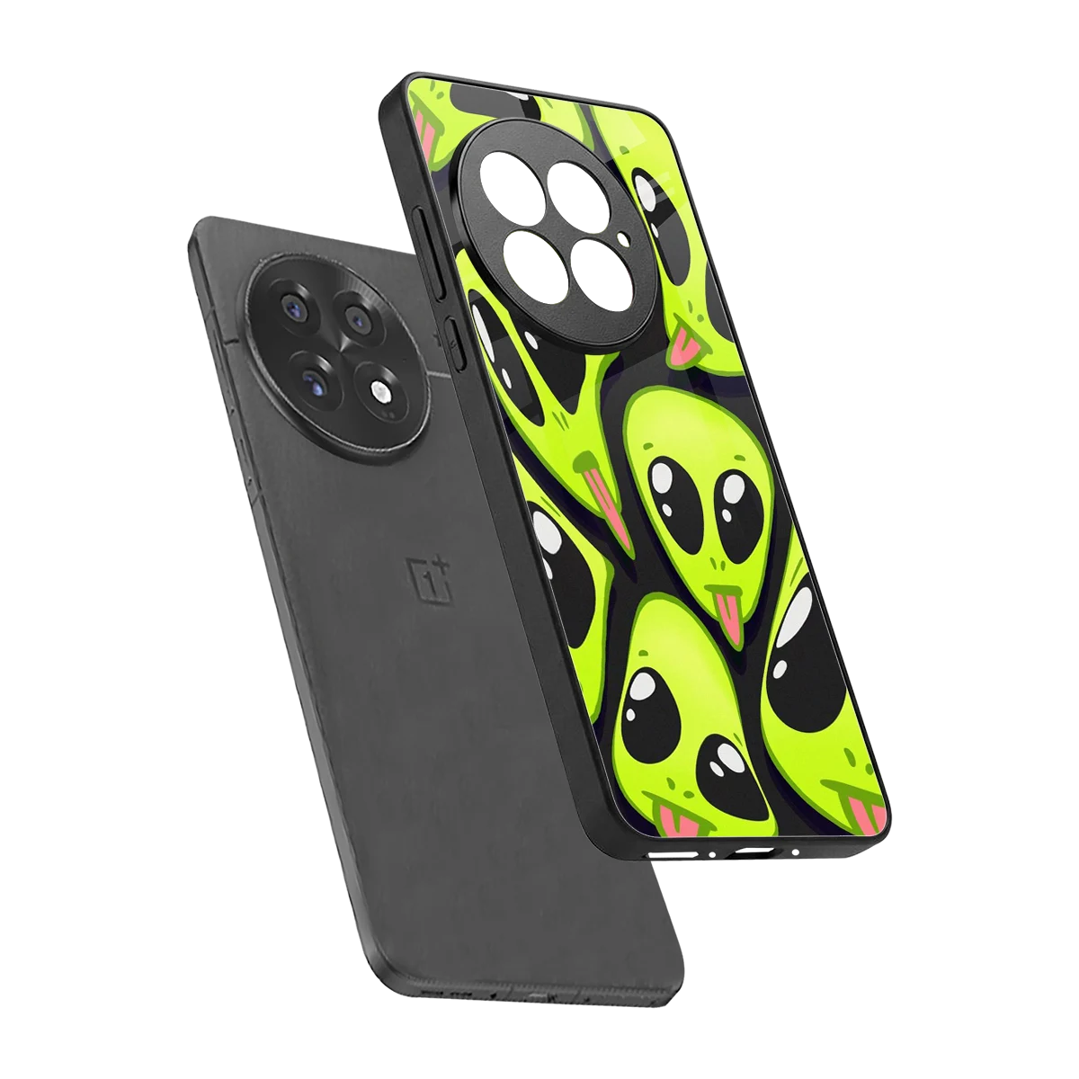 Trippy Aliens sleek oneplus 13 cover with tempered glass back and TPU edges