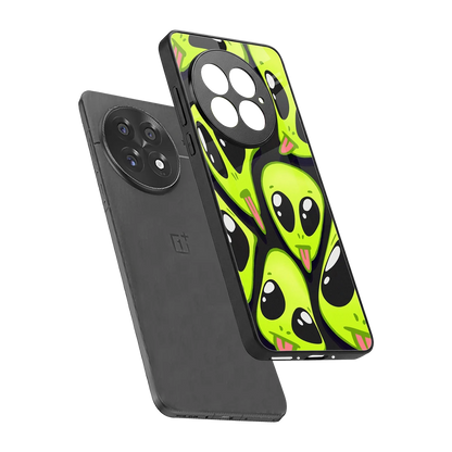Trippy Aliens sleek oneplus 13 cover with tempered glass back and TPU edges