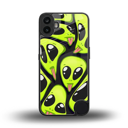 Trippy Aliens back phone cover | glass case for cmf nothing phone 1