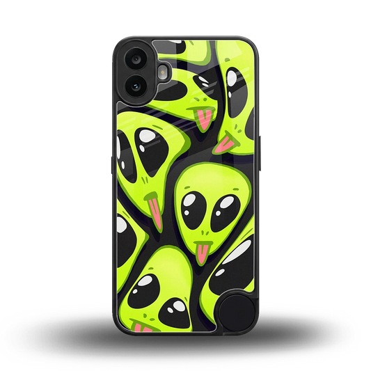 Trippy Aliens back phone cover | glass case for cmf nothing phone 1