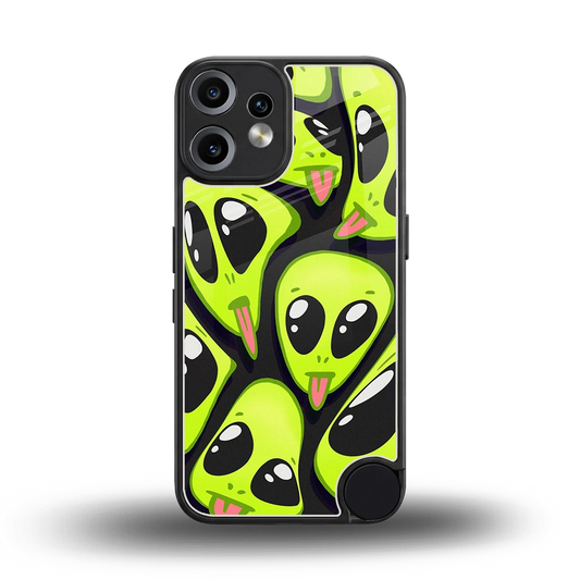 Trippy Aliens back phone cover | glass case for cmf nothing phone 2 pro
