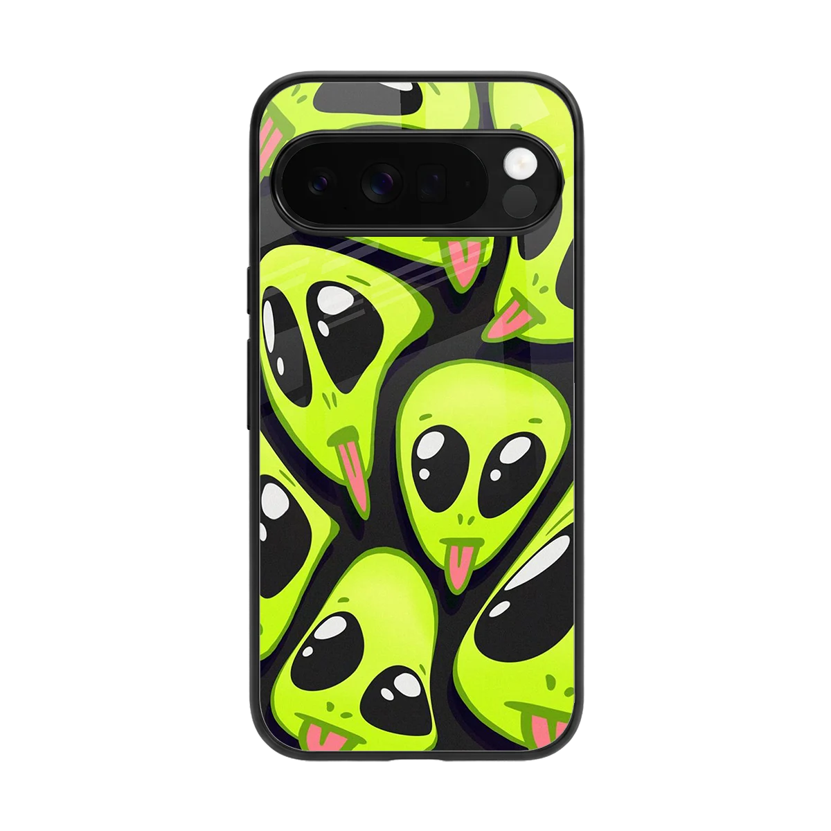 Trippy Aliens back phone cover | glass case for google pixel 10 pro xl