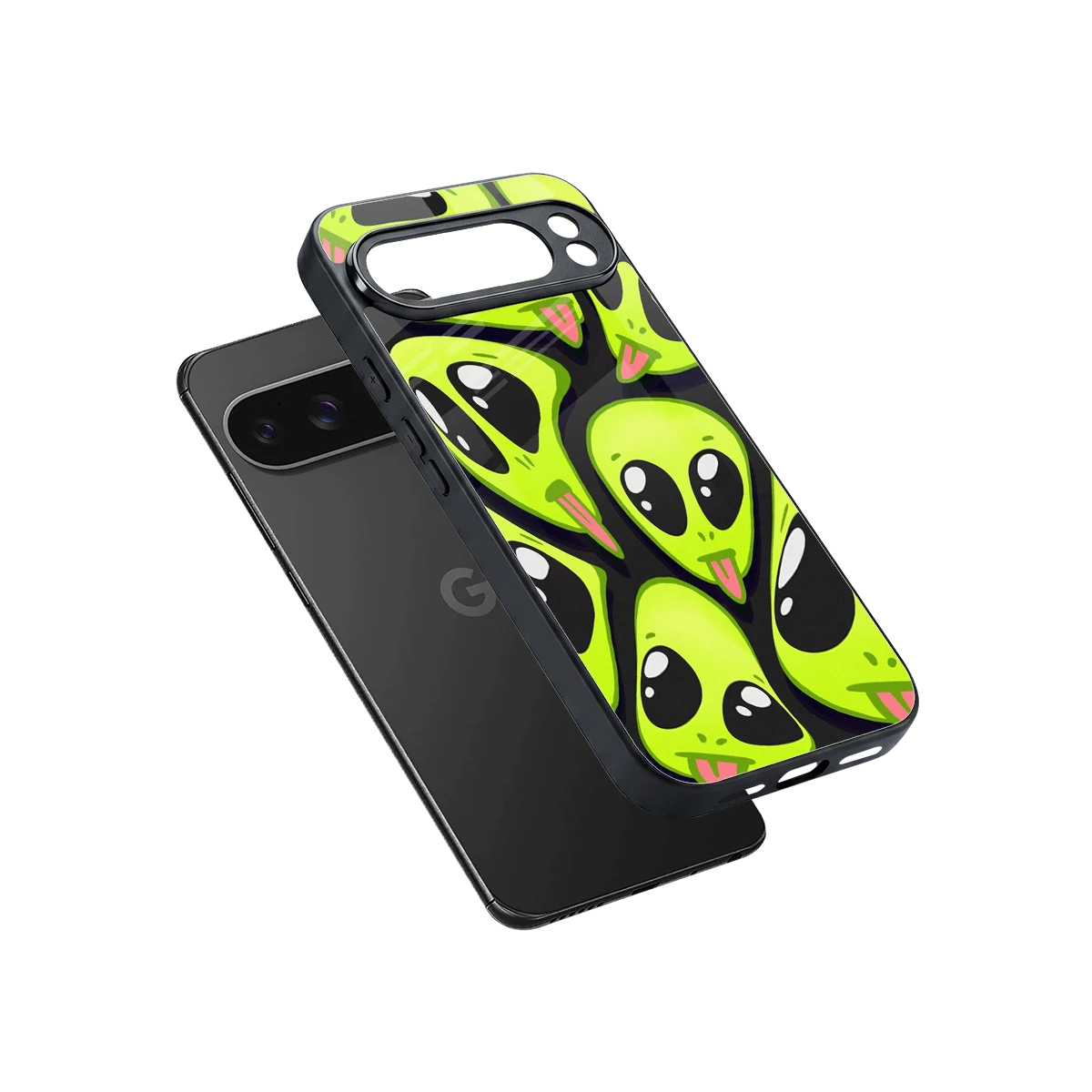 Trippy Aliens sleek google pixel 10 pro xl cover with tempered glass back and TPU edges