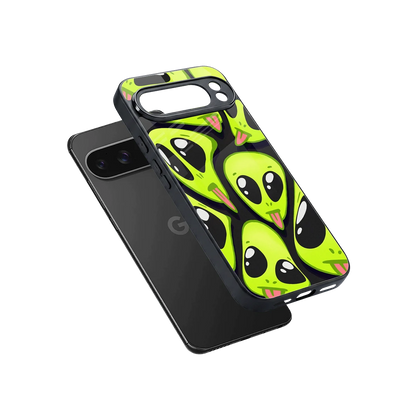 Trippy Aliens sleek google pixel 10 pro xl cover with tempered glass back and TPU edges