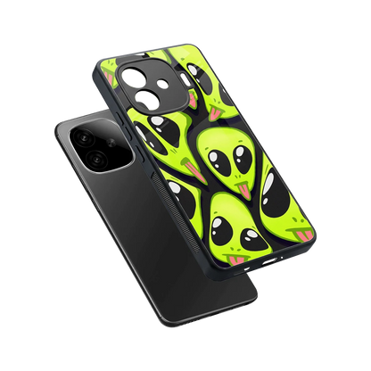 Trippy Aliens sleek iqoo neo 10r 5g cover with tempered glass back and TPU edges