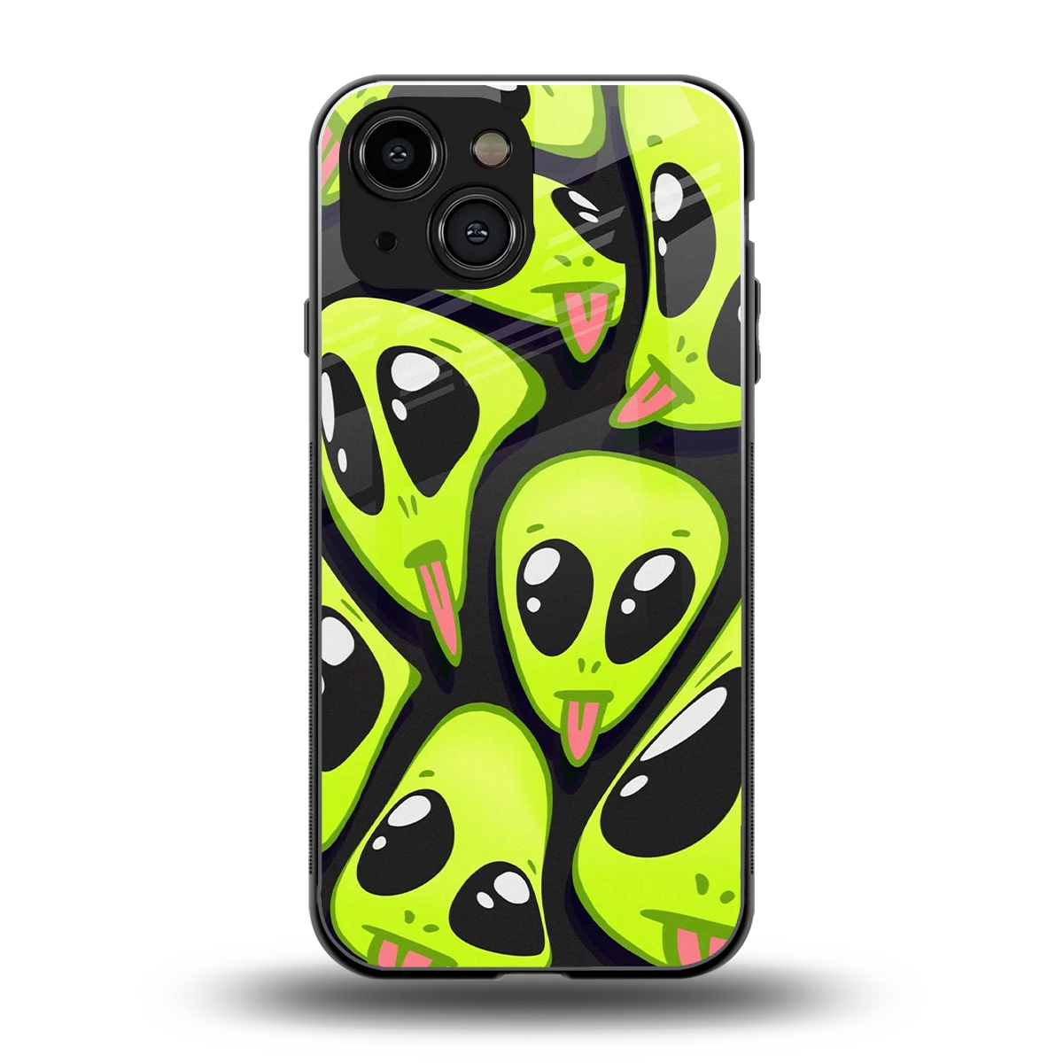 Trippy Aliens back phone cover | glass case for iphone 13 mini