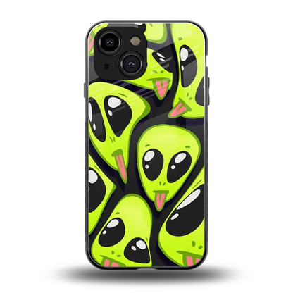 Trippy Aliens back phone cover | glass case for iphone 13 mini