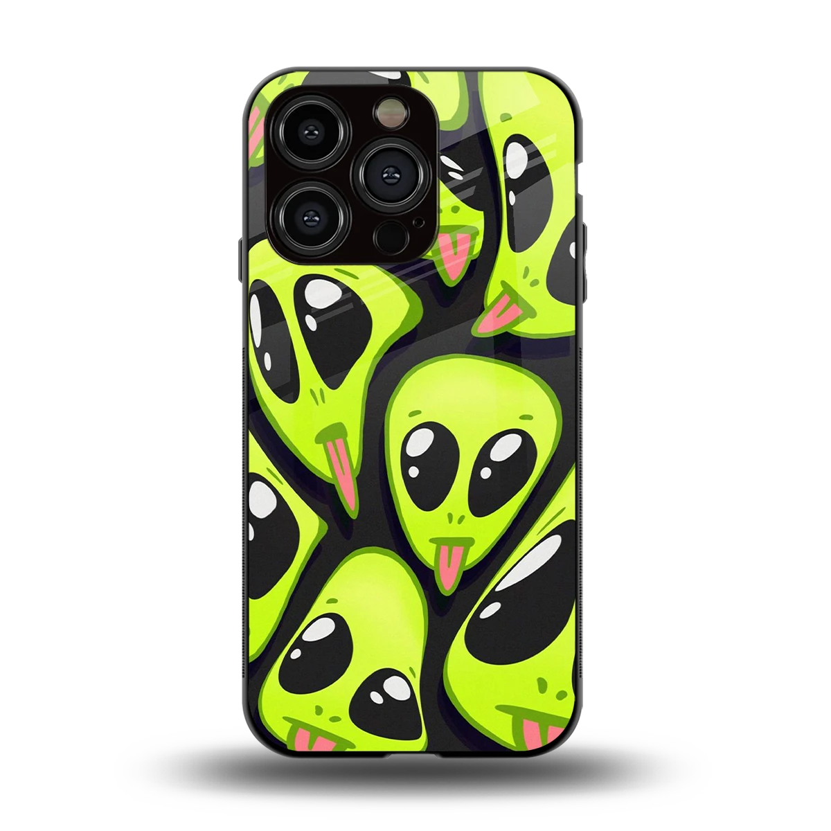 Trippy Aliens back phone cover | glass case for iphone 13 pro