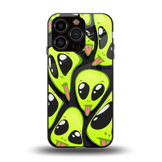 Trippy Aliens back phone cover | glass case for iphone 13 pro