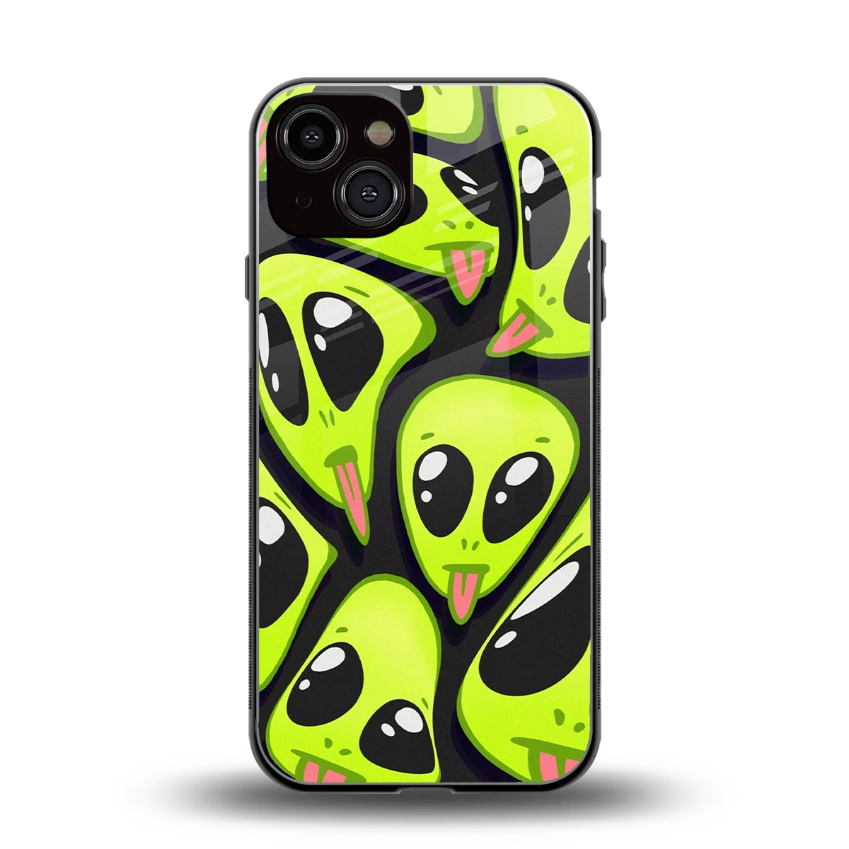 Trippy Aliens back phone cover | glass case for iphone 14