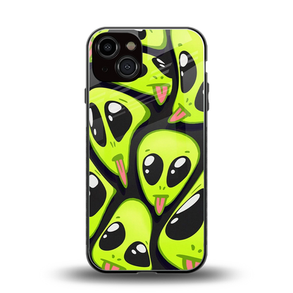 Trippy Aliens back phone cover | glass case for iphone 14