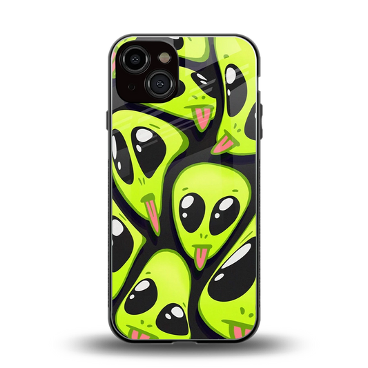 Trippy Aliens back phone cover | glass case for iphone 14