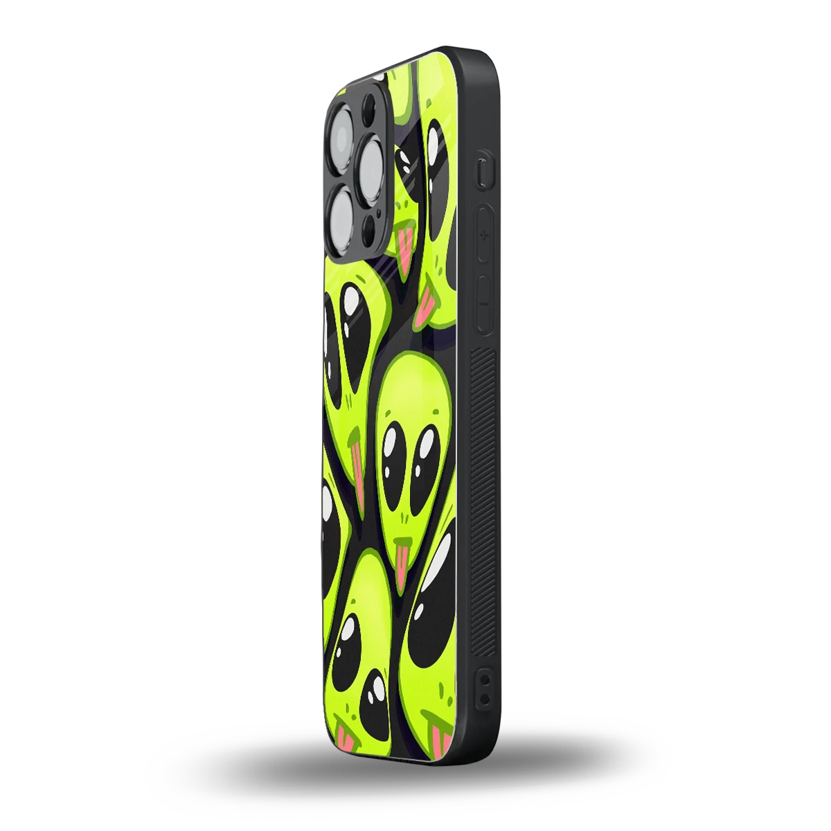 Trippy Aliens iphone 15 pro max mobile cover | shockproof glass phone case