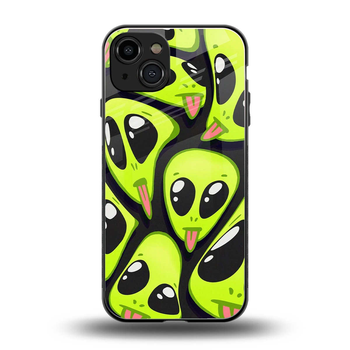 Trippy Aliens back phone cover | glass case for iphone 15