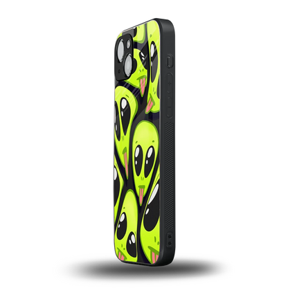 Trippy Aliens iphone 15 mobile cover | shockproof glass phone case