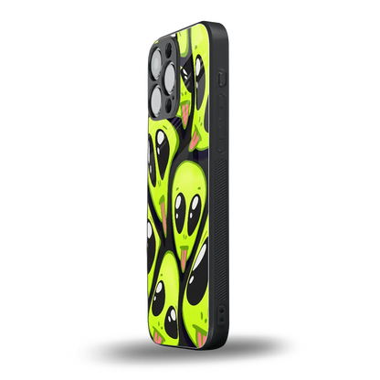 Trippy Aliens iphone 16 pro max mobile cover | shockproof glass phone case