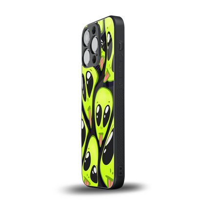Trippy Aliens iphone 16 pro mobile cover | shockproof glass phone case