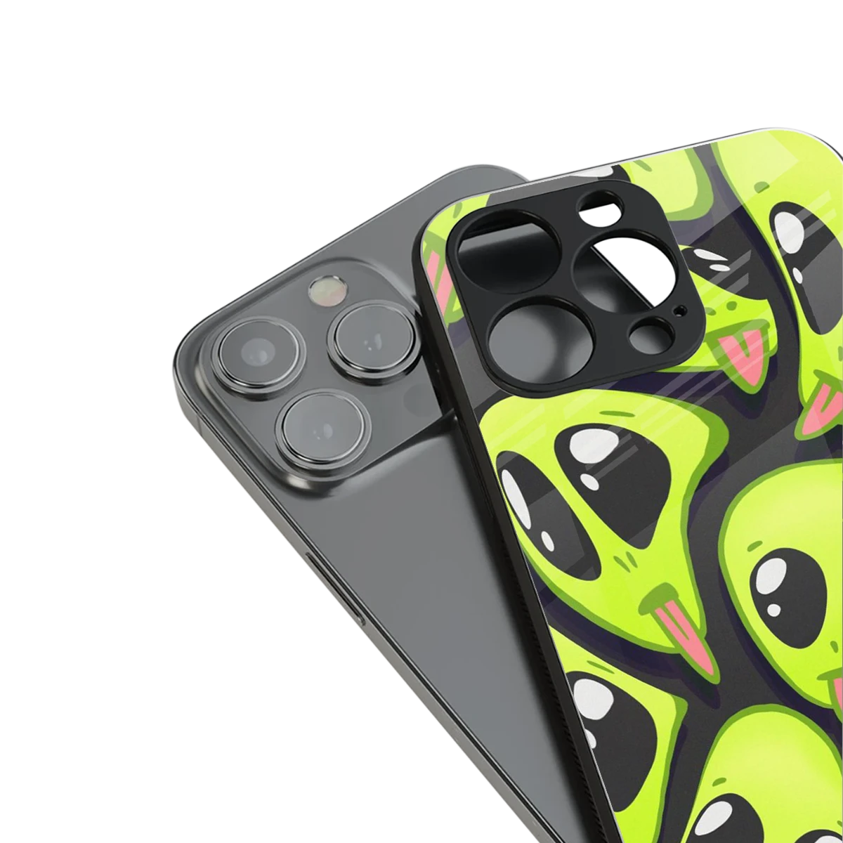 Trippy Aliens stylish phone case for iphone 16 pro max | glossy glass and slim fit