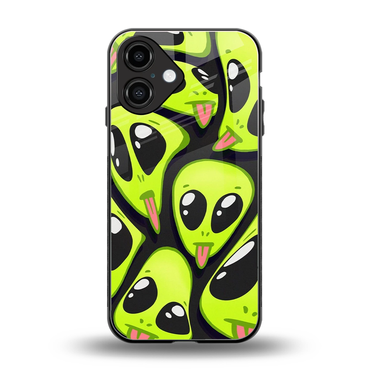 Trippy Aliens back phone cover | glass case for iphone 16