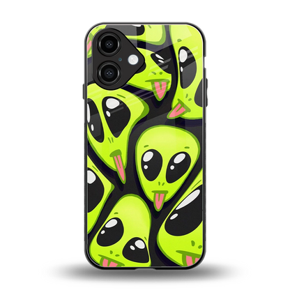 Trippy Aliens back phone cover | glass case for iphone 16