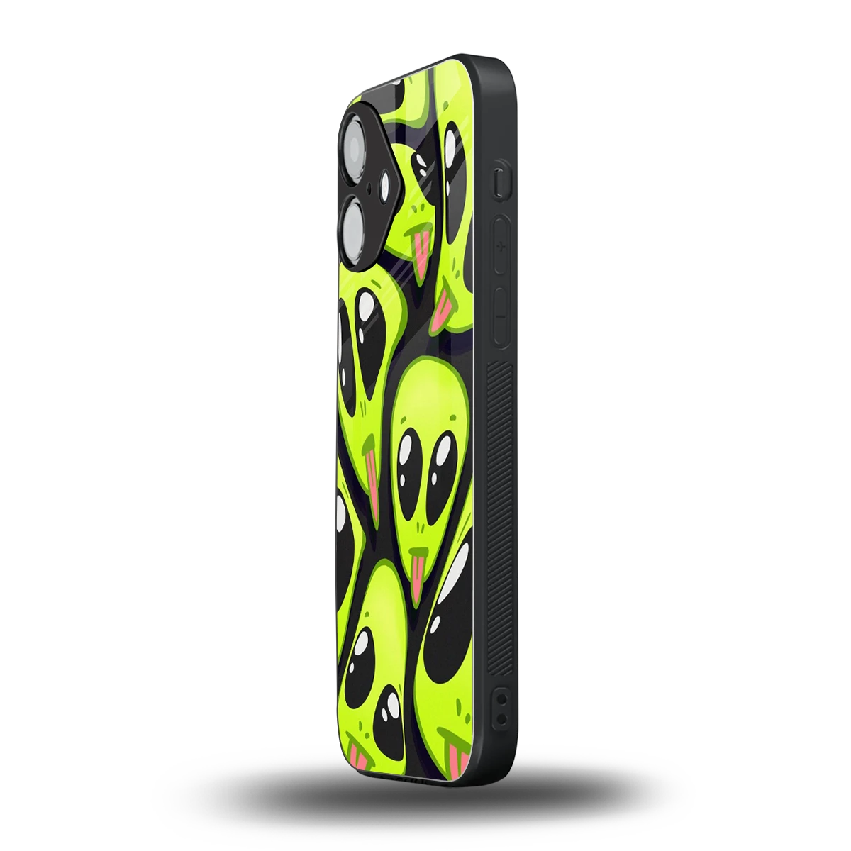 Trippy Aliens iPhone 16 mobile cover | shockproof glass phone case