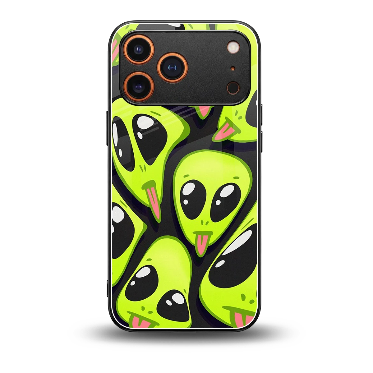 Trippy Aliens back phone cover | glass case for iphone 17 pro max