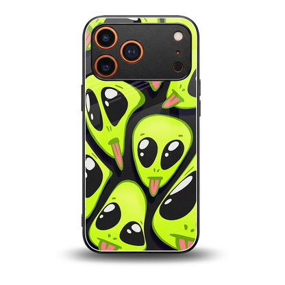 Trippy Aliens back phone cover | glass case for iphone 17 pro max