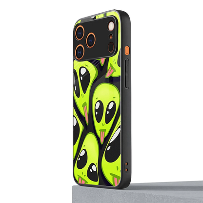Trippy Aliens iphone 17 pro max mobile cover | shockproof glass phone case