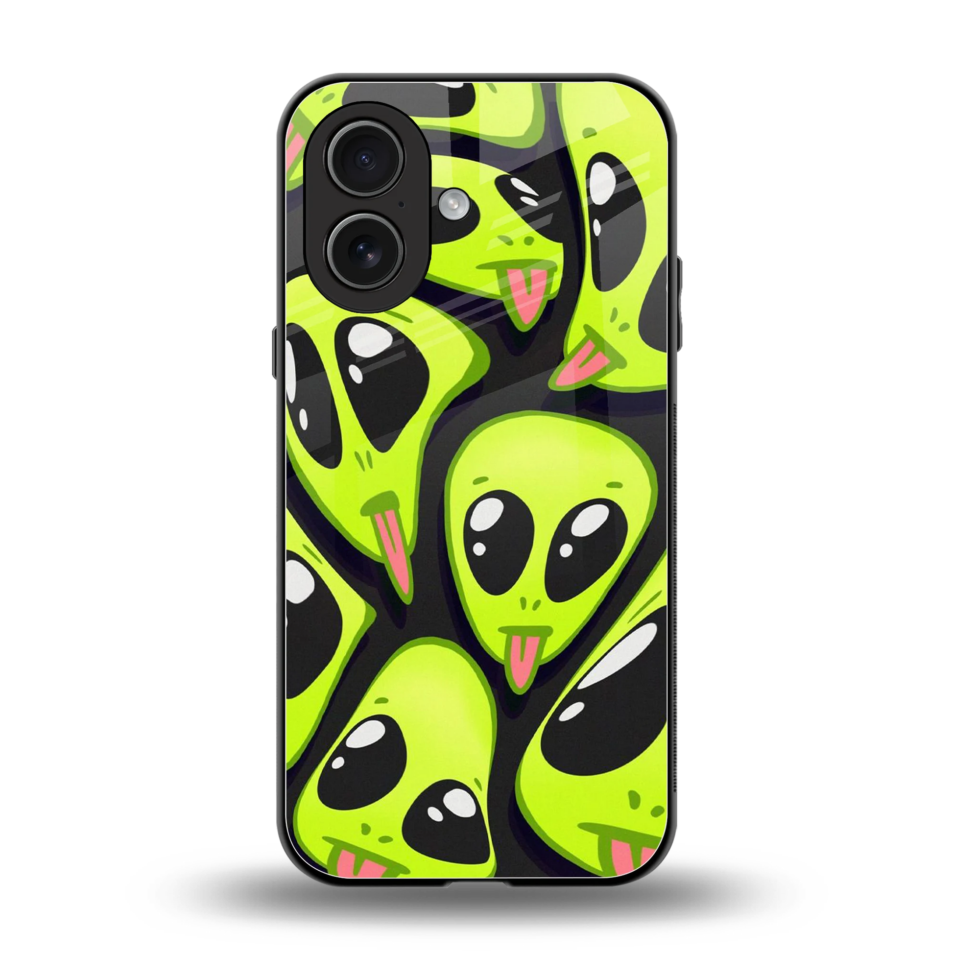 Trippy Aliens back phone cover | glass case for iphone 17