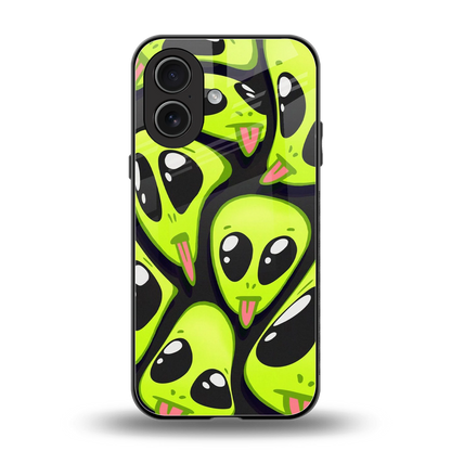 Trippy Aliens back phone cover | glass case for iphone 17