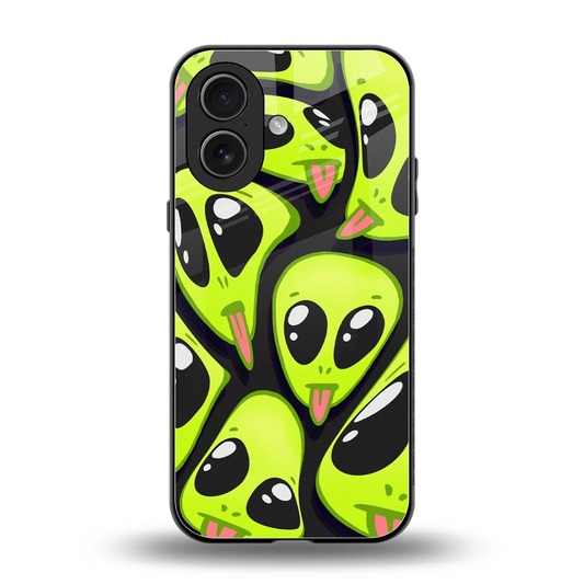 Trippy Aliens back phone cover | glass case for iphone 17