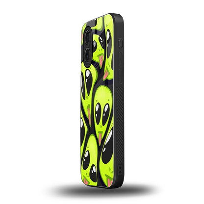 Trippy Aliens iphone 17 mobile cover | shockproof glass phone case